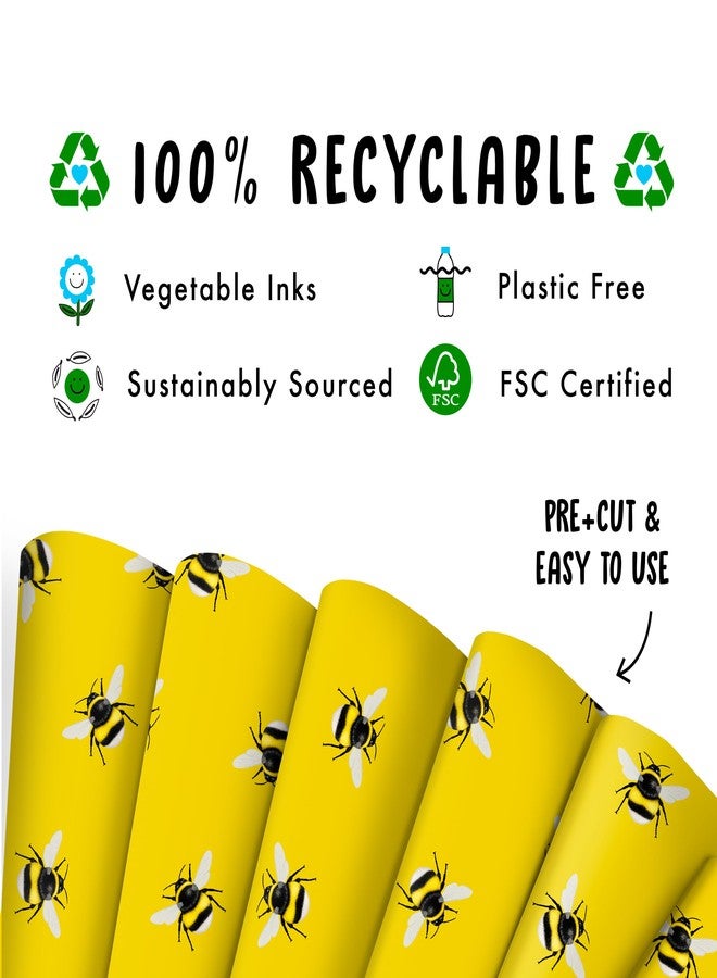 سنترال 23 سنترال ٢٣ - ورق تغليف على شكل نحلة - ٦ أوراق تغليف لأعياد الميلاد - للنساء - للأصدقاء - أعياد الميلاد - حفلات استقبال المولود - زينة عيد الفصح - قابل لإعادة التدوير ومصنوع في المملكة المتحدة - Image 3